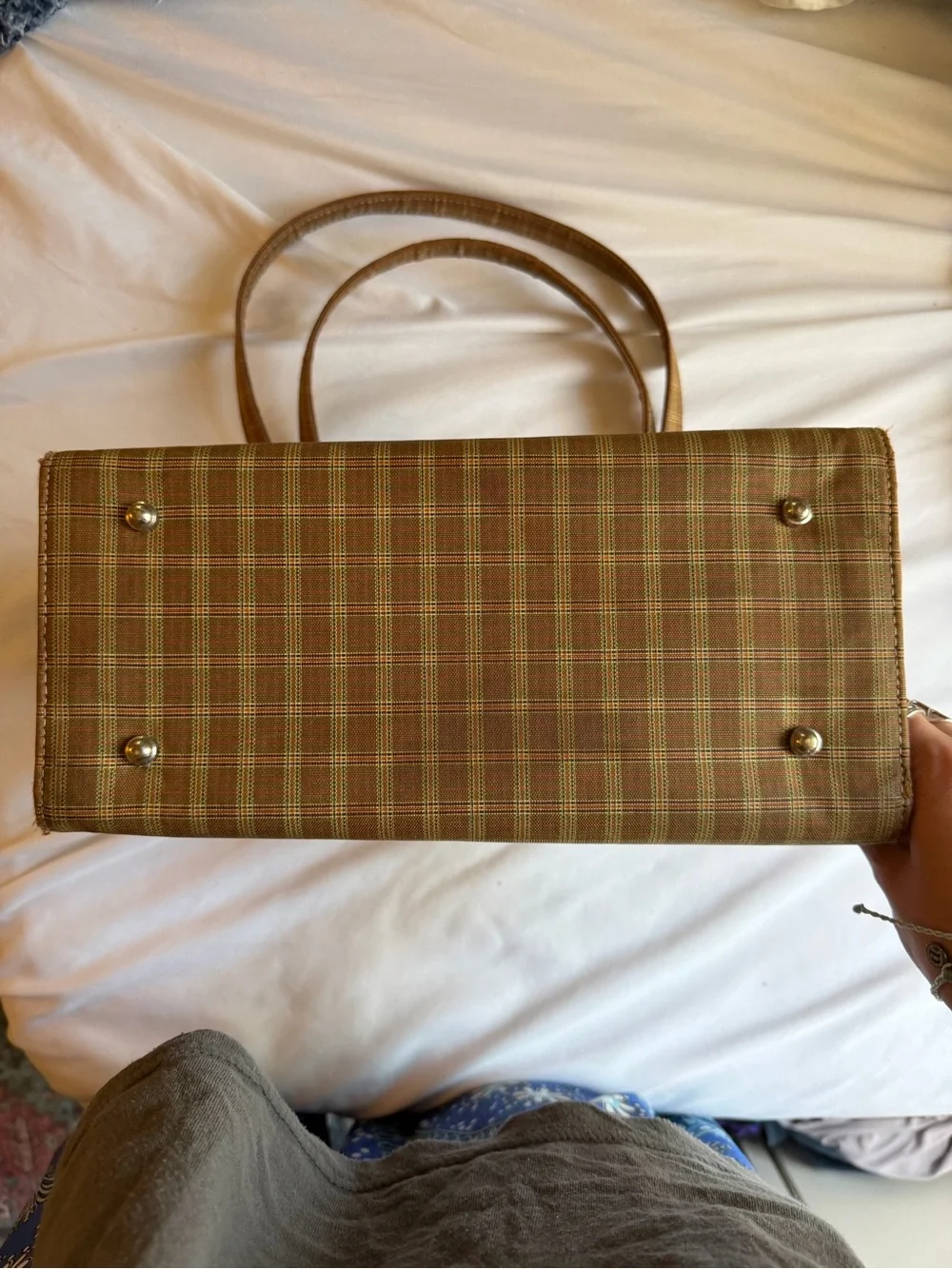 Kate spade vintage 1998 brown plaid sam rare preppy academia shoulder purse bag